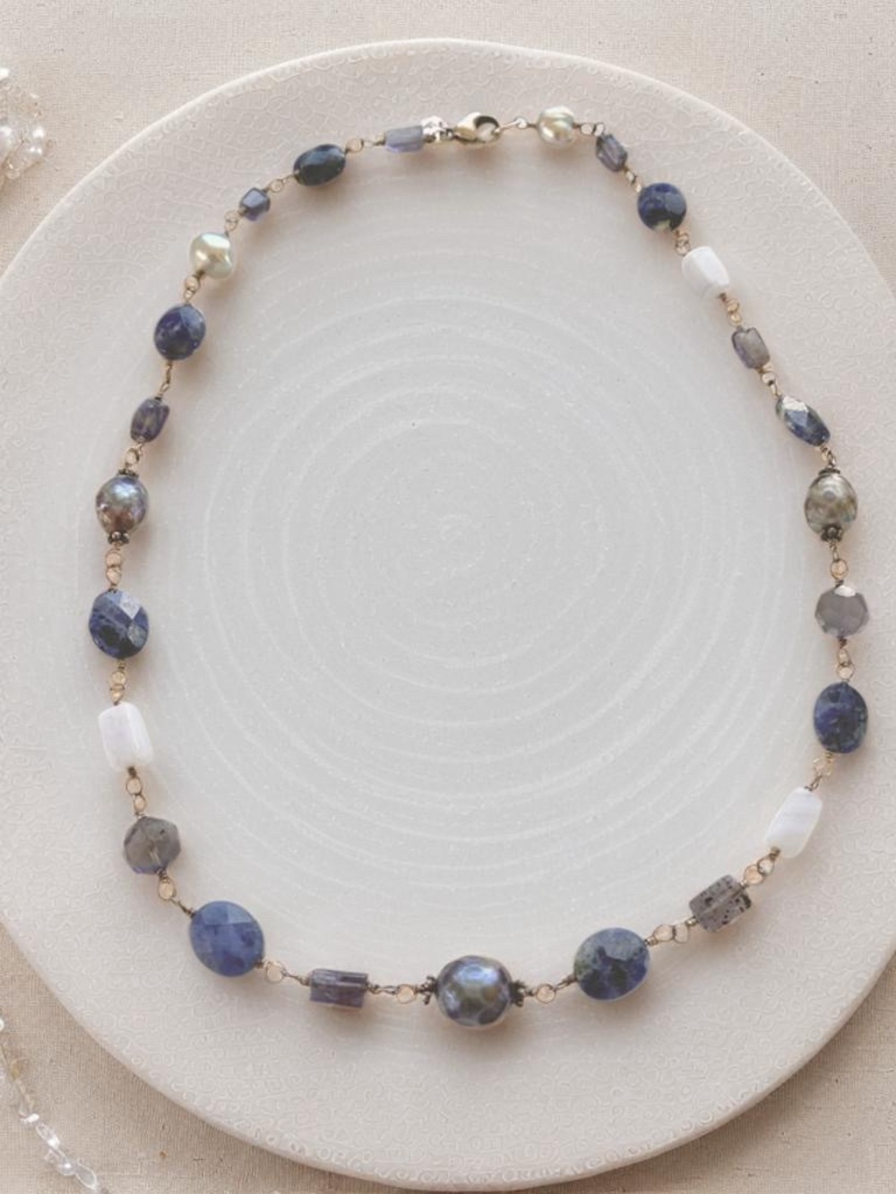 Silpada Blue Lace Pearl and Sodalite Necklace N1308 16” inches